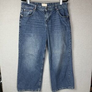 Women's Motel Rocks Low Rise Parallel Jeans Vintage Blue Wash Wide Leg 32x30